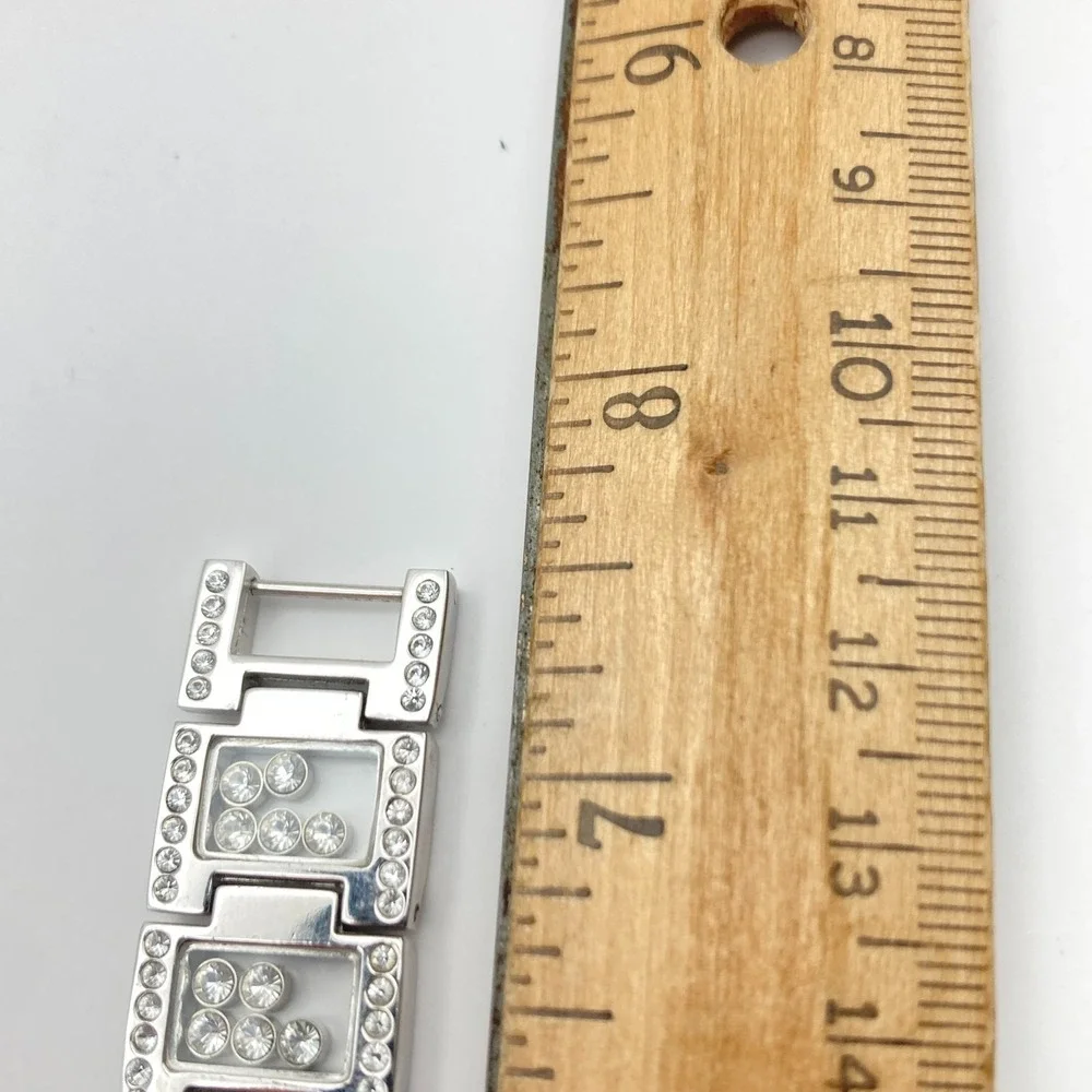Victoria Wieck Women's Watch Silver Tone Floating Crystals New Battery 6.75